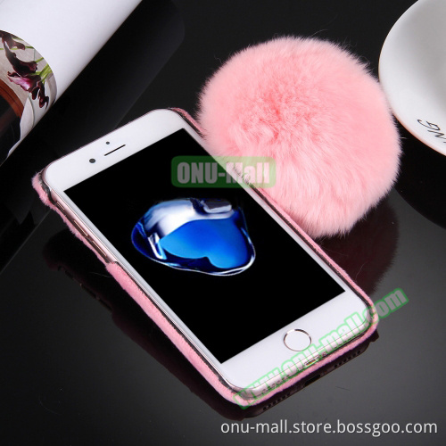 PC Protective Case for iPhone 7 Plus with Furry Ball, Mobile Phone Case for iPhone 7 Plus Back Cover